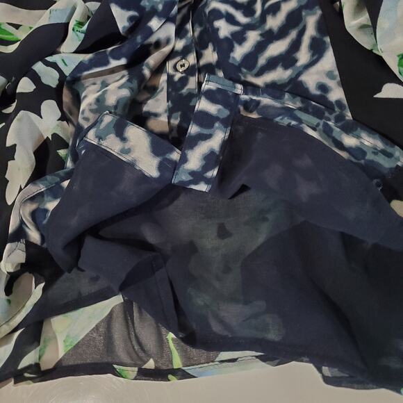 Calvin Klein Mixed Print Roll Sleeve Blouse Womens Size XL Career Office Top - Picture 8 of 12